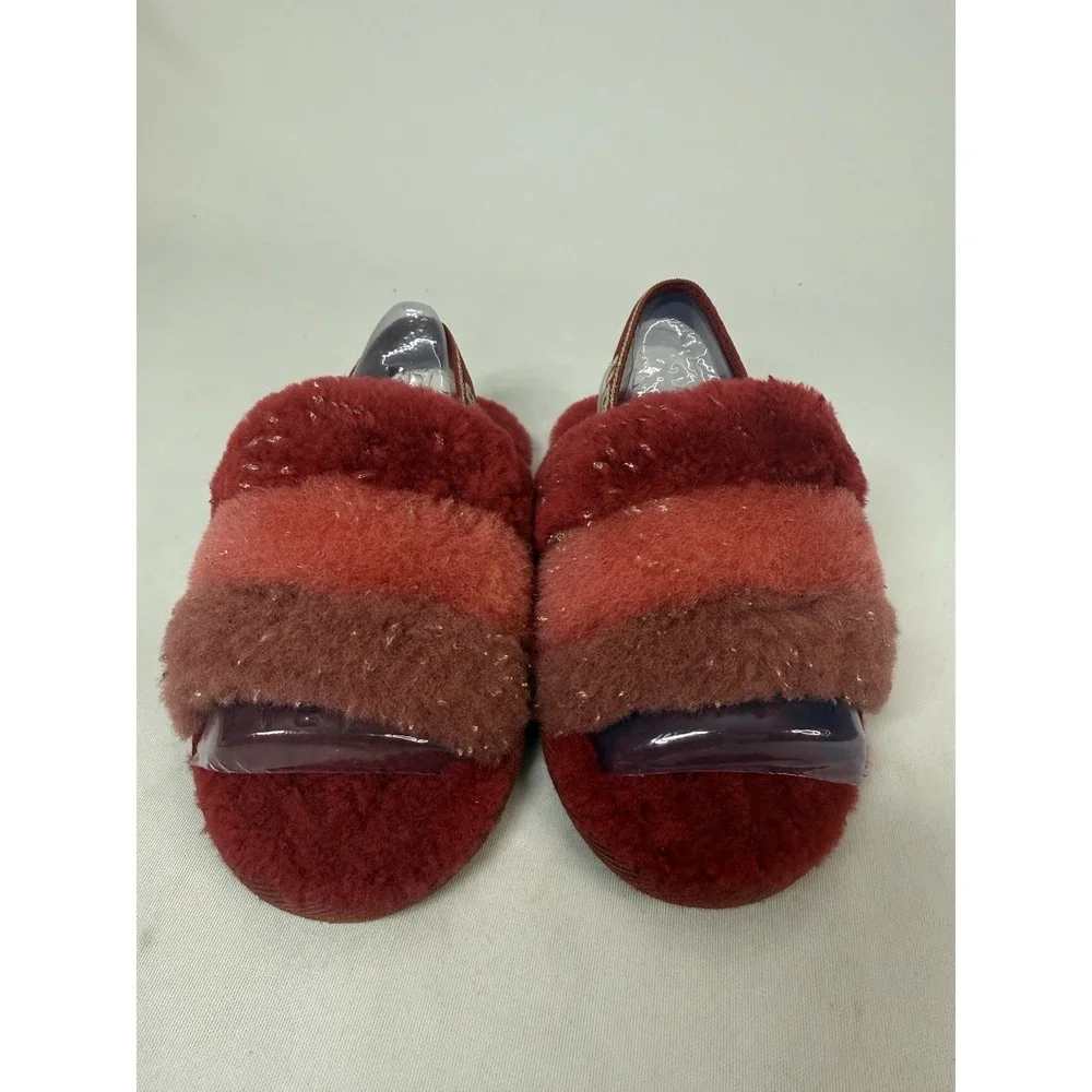 UGG Fluff Yeah Metallic Sparkle Girls Youth 10 Red Slipper Model  T 1125950T